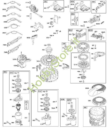 B - Alternatore, dispositivo di avviamento elettrico, sistema elettrico, volano, freno volano, accensione, dispositivo di avviamento a riavvolgimento B&S - 12 €¦ 12H802-0667-01 brand Stihl